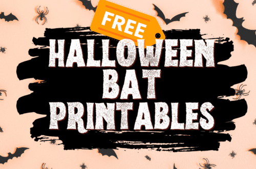 Halloween Bat Printables on a peach background