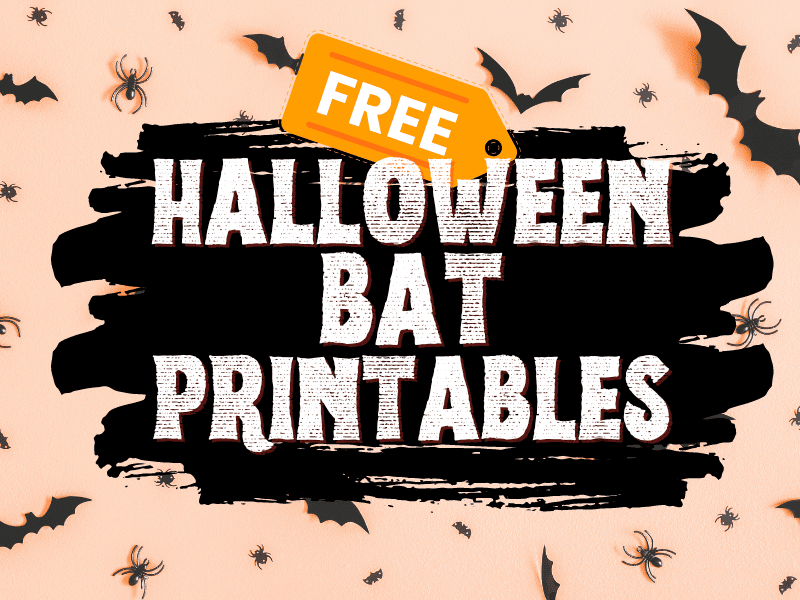Halloween Bat Printables on a peach background