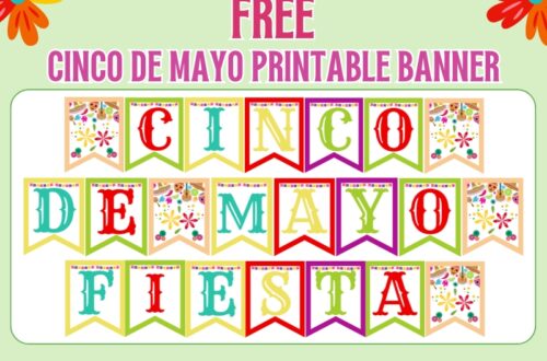 Cinco De Mayo Printable Banner hanging up on a wall