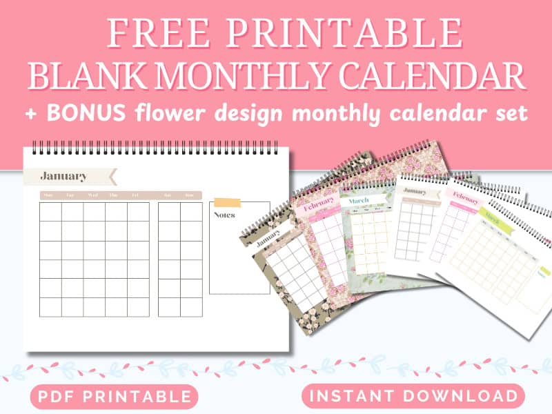 Free Blank Monthly Calendar