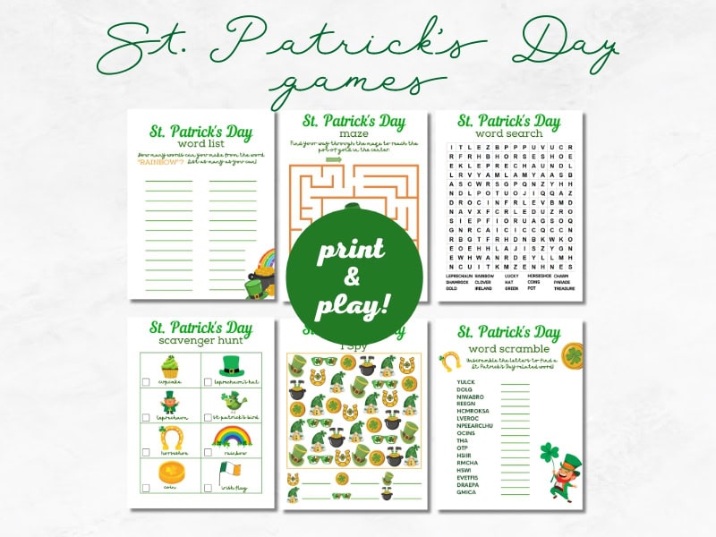 Printable St Patricks day games 