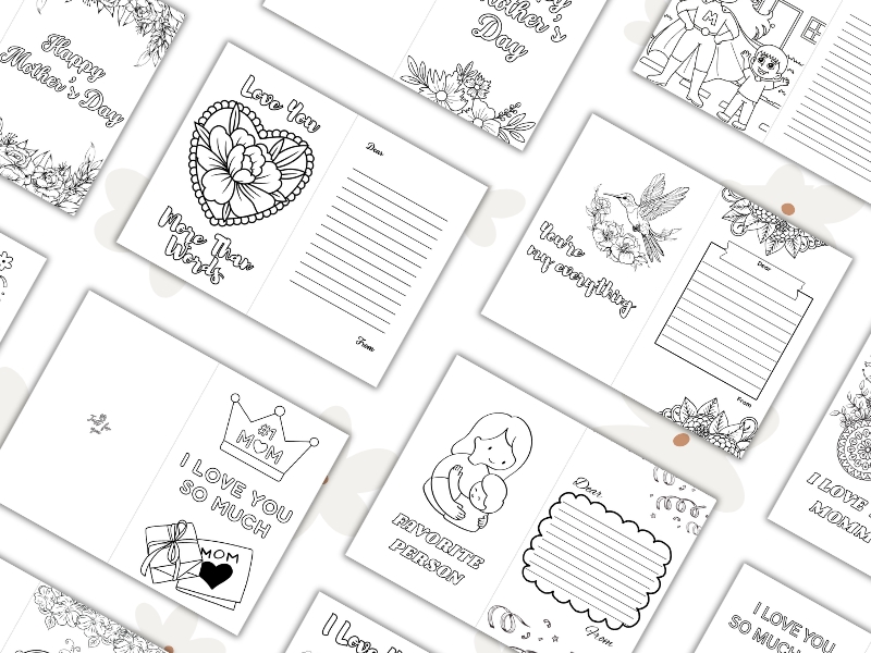 Free Printable Mother's Day Cards to Color PDF 2