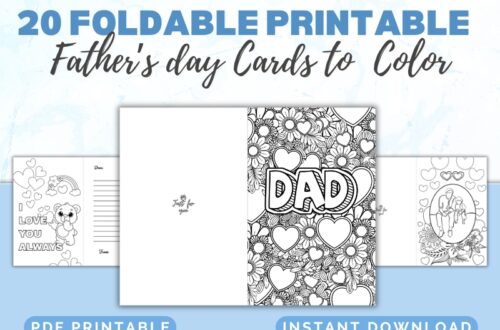 20 printed out fathers day cards on a desktop