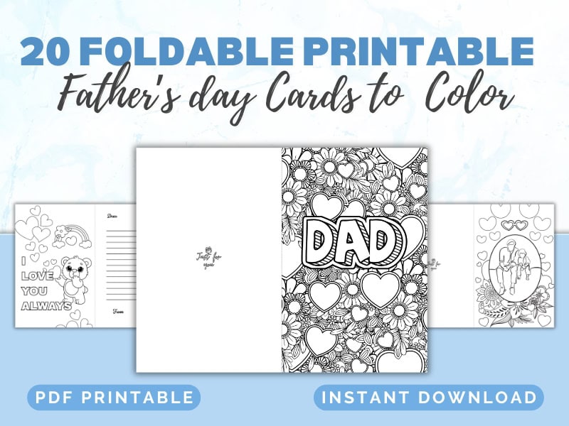 20 printed out fathers day cards on a desktop