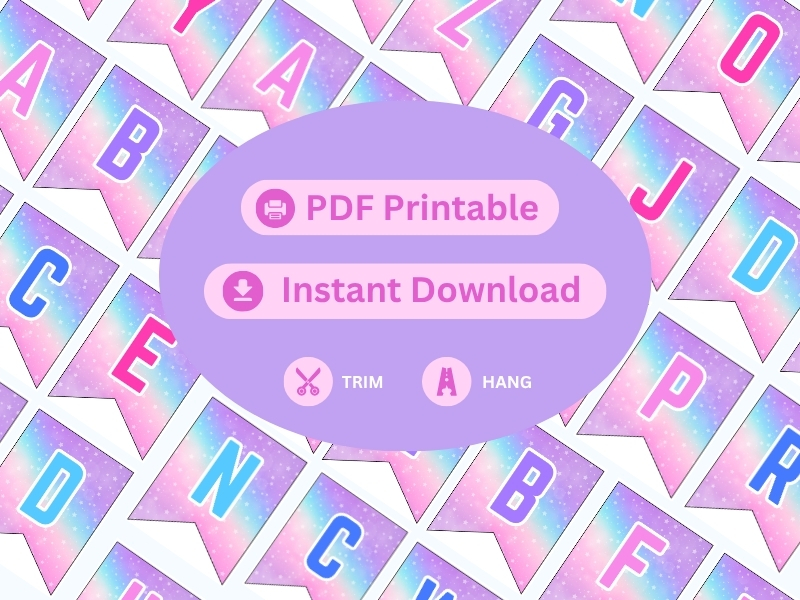 Printable Alphabet Banner laying on a table top