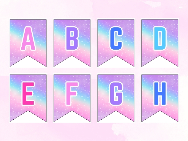 a printed alphabet banner on us letter paper