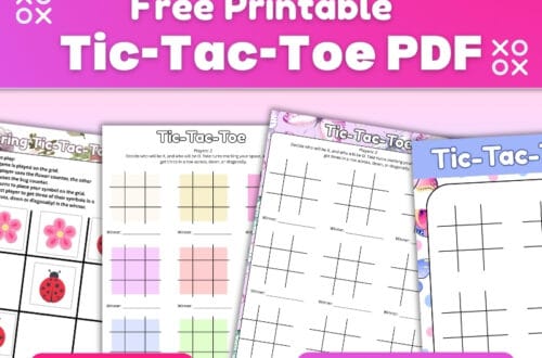 Free printable Tic-Tac-Toe game PDF featuring colorful and fun designs, perfect for kids, with multiple grid styles for playing and marking the winner.