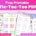 Free printable Tic-Tac-Toe game PDF featuring colorful and fun designs, perfect for kids, with multiple grid styles for playing and marking the winner.