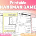 Printable Hangman Game PDF set featuring cute koala, pastel, and black-and-white designs for kids. Includes alphabet guide and instant download options.
