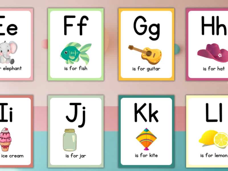 Printable alphabet wall posters with animal and object illustrations for each letter